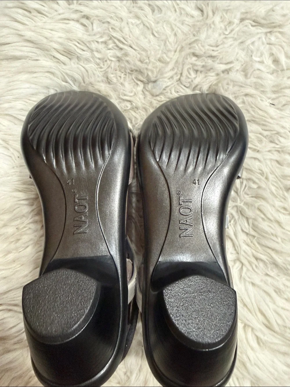 NAOT Innovate Rhinestone Embellished Strappy Sandal Size 10-10.5M Silver Leather